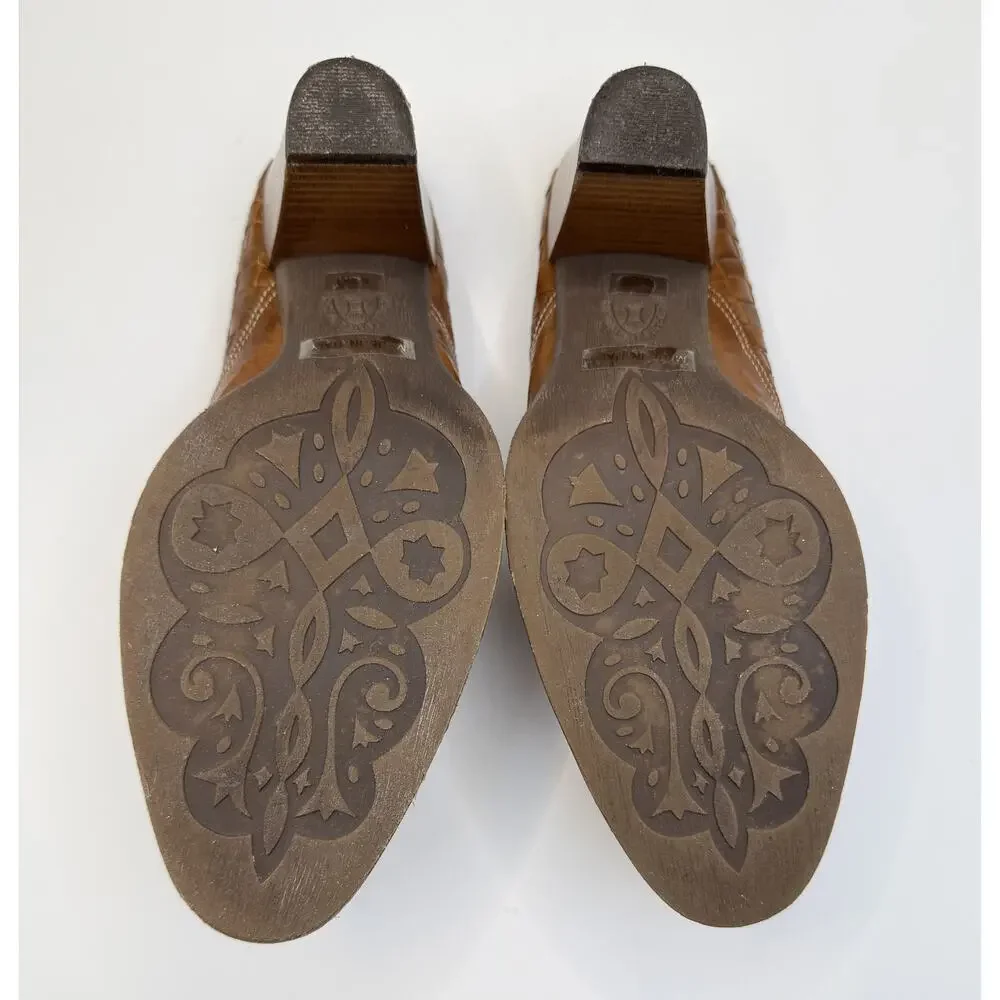 Sesto Meucci Womens Western High Heels Woven Leather Mules Sz 6 Italy